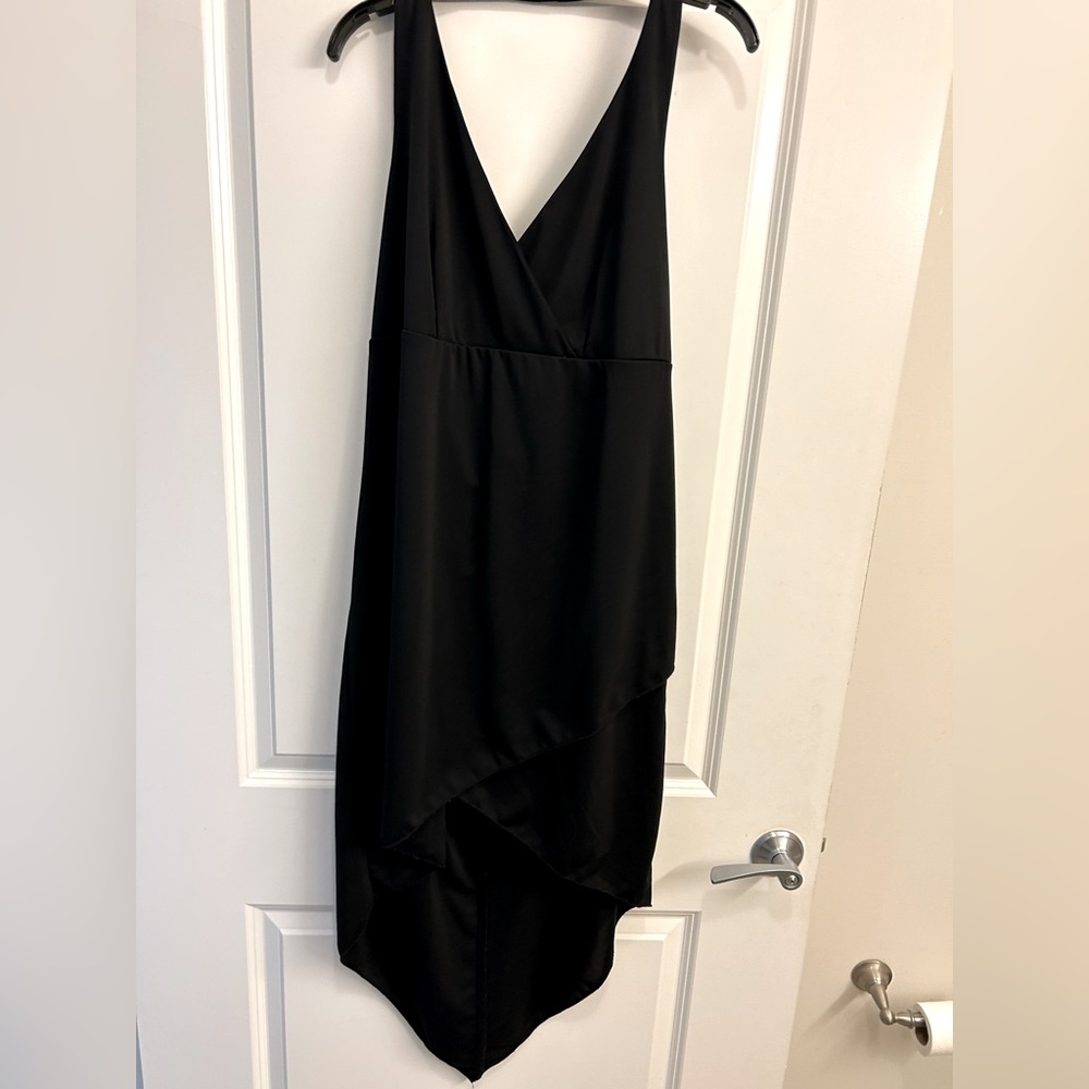 Ashley Stewart black high-low halter dress